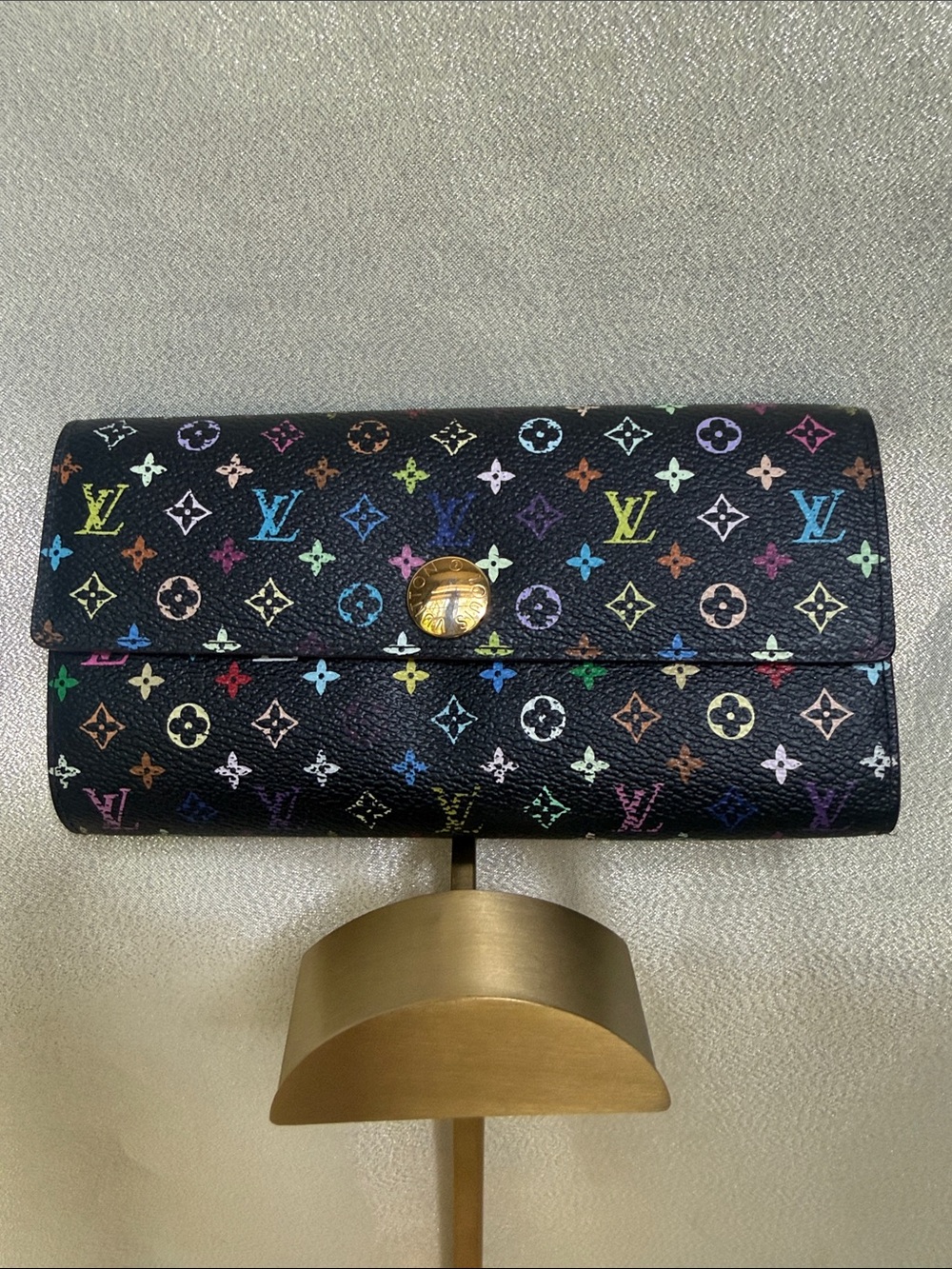 Louis Vuitton Black Multicolor Murakami Monogram Long Wallet